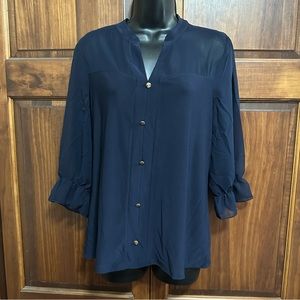 NWT! Adele & May Navy Blue Blouse Size L